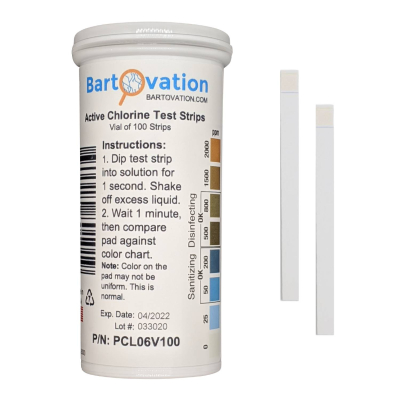 Bartovation Active Chlorine Test Strips, 0-2,000 ppm