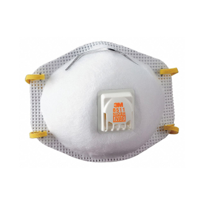 3M™ 8511 N95 Disposable Respirator, Nose Clip, Exhalation Valve, NIOSH Approved, 10/Box