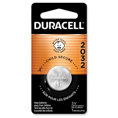 Duracell® 2032 Coin Battery, Lithium, 3V, 1/Pack