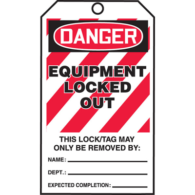 Danger Equipment Locked Out Lockout Tags By-The-Roll