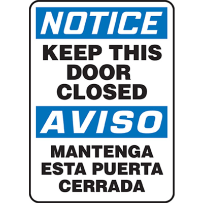 Bilingual Notice: Keep This Door Closed Sign