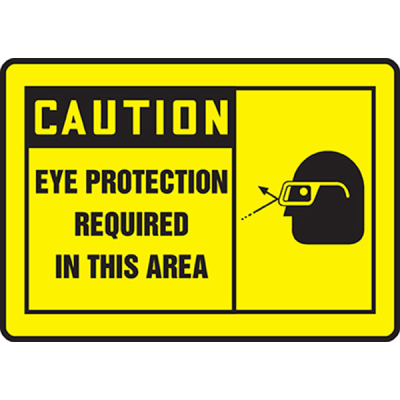 Caution: Eye Protection Required In This Area OSHA Safety Label