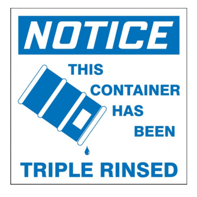 Notice: This Container Has Been Triple Rinsed Label