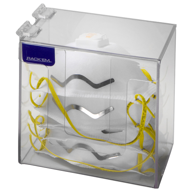 RACK'EM™ Dust Mask Dispenser, 1 Compartment, Clear Acrylic, 6"W x 6"D x 8"H
