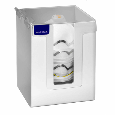 RACK'EM™ Dust Mask Dispenser, 1 Compartment, White Heavy-Duty Plastic, 6-1/2"W x 6"D x 12-1/2"H