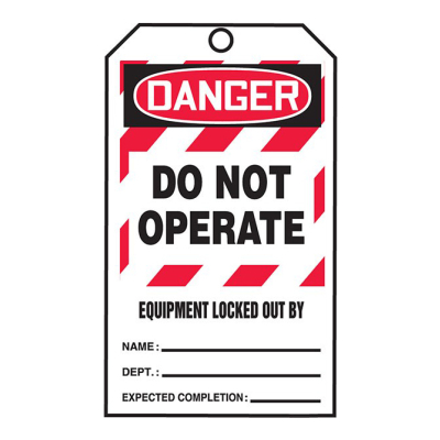 "Danger - Do Not Operate" Lockout Tags-By-The-Roll