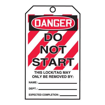 "Danger - Do Not Start" Lockout Tags-By-The-Roll
