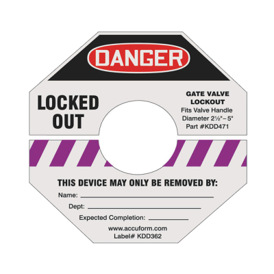STOPOUT® "Danger - Locked Out" Gate Valve Lockout Label
