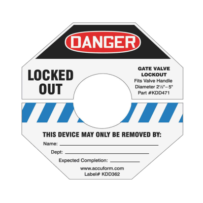 STOPOUT® "Danger - Locked Out" Gate Valve Lockout Label
