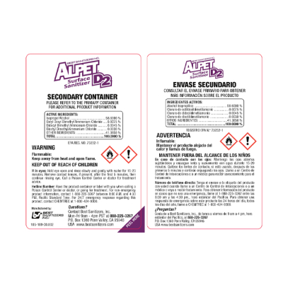 Alpet® D2 Secondary Container Label