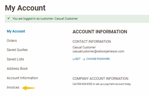 Navigate to invoices page using left navigation