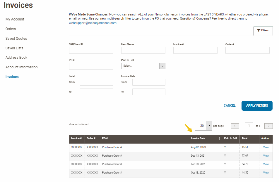 Filtering columns by acending and decending order