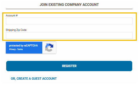 Type in account number and shipping zip code