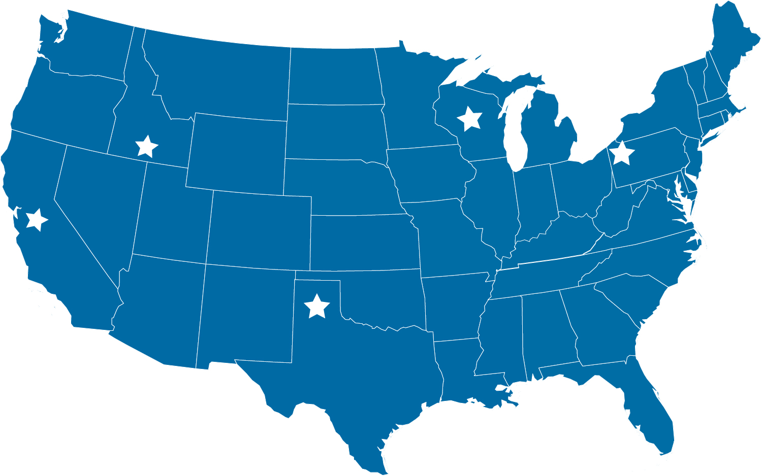 map of united states 5 distribution centers nationwide Nelson-Jameson