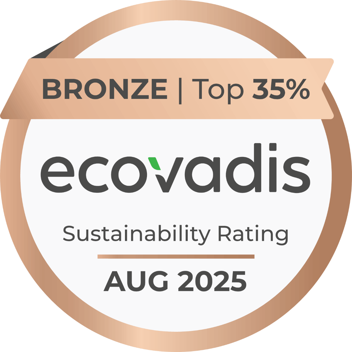 Bronze Medal for being among the top 35% of companies assessed by EcoVadis.