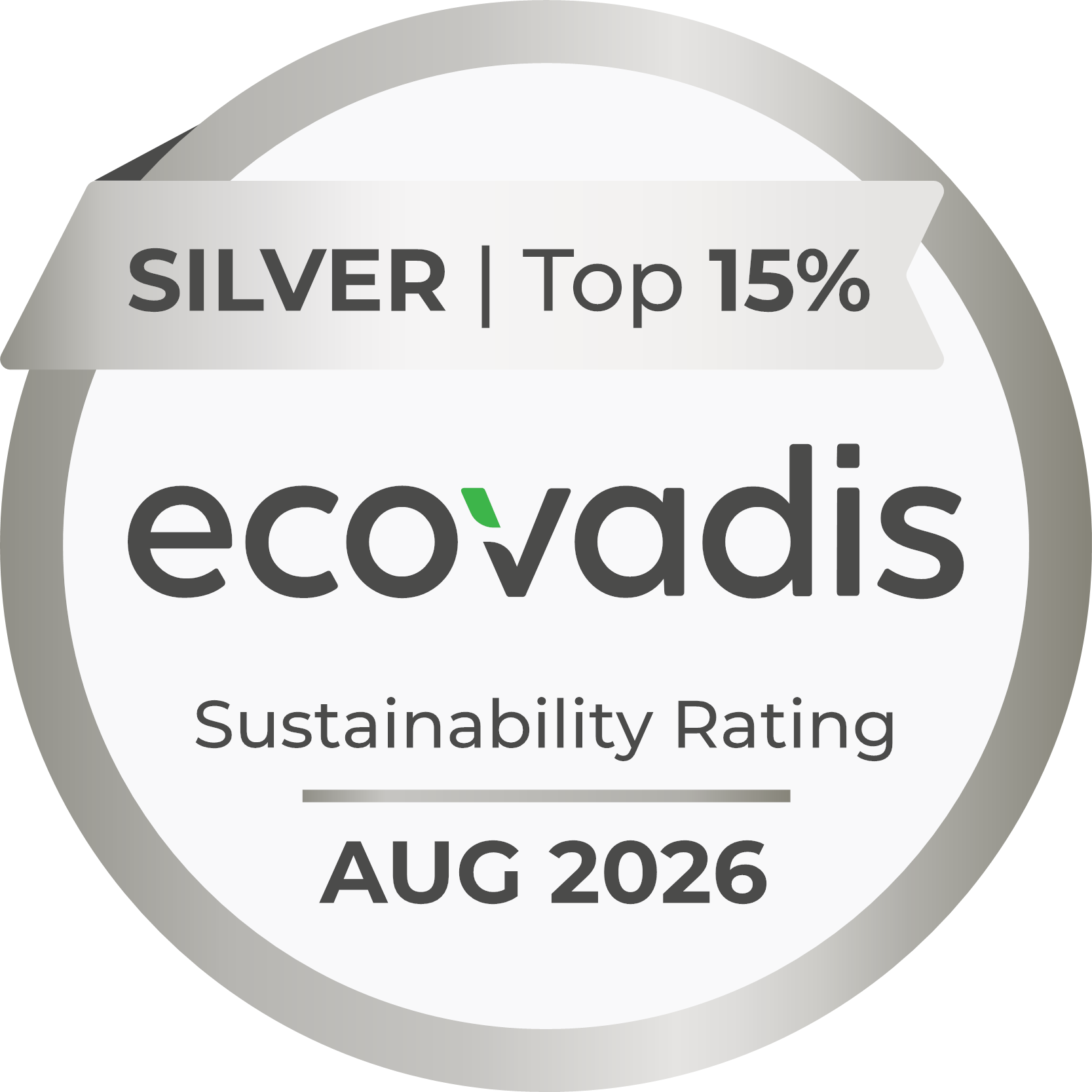 Silver Medal for being among the top 15% of companies assessed by EcoVadis.