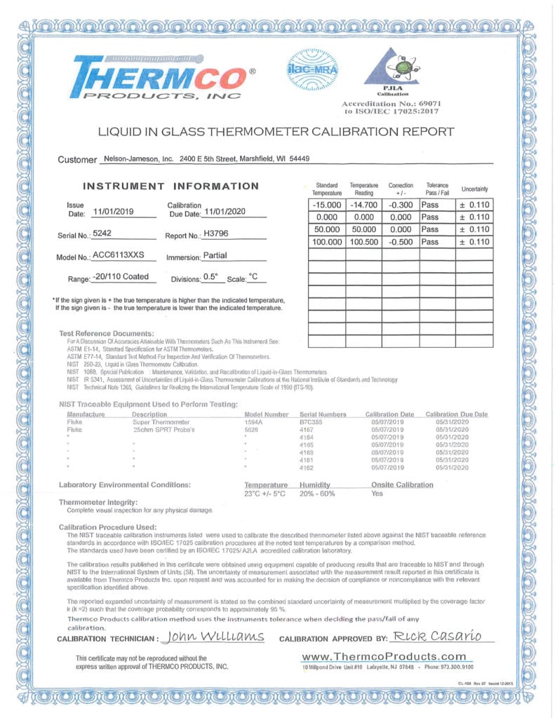 Milk Temperature Calibration